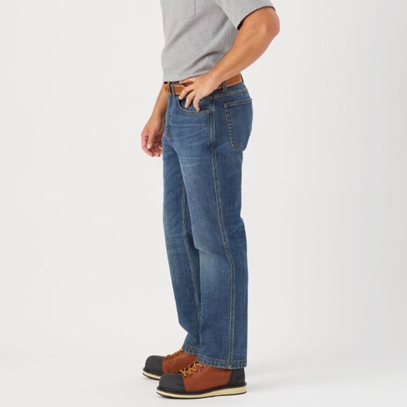 Duluth Trading Co Men 38x28 Flex Ballroom Relaxed Fit Stretch Jeans Blue Denim - Picture 5 of 12